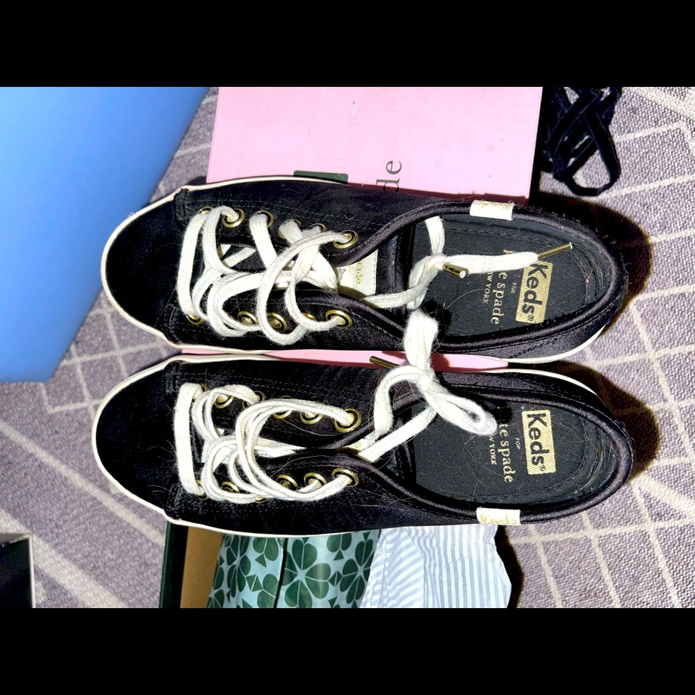 Kate Spade Keds satin black shoes